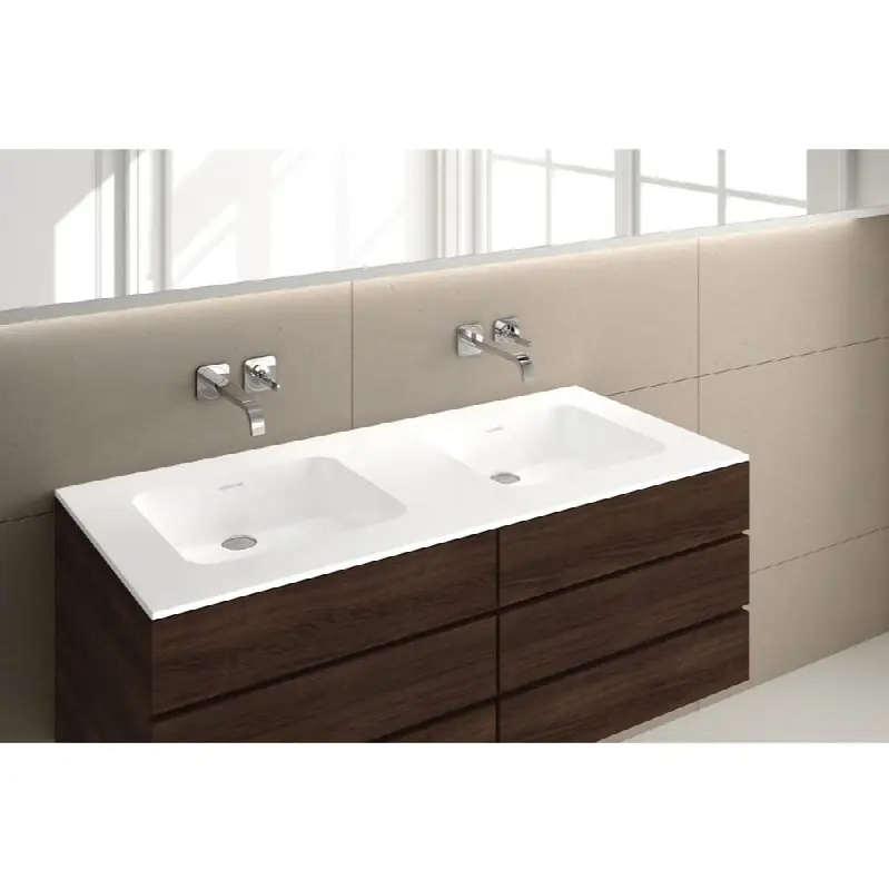Lav - Deco - 48 X 22 X 7/16 - Sb O/F - 1 Hole Per Drain - 1 Center Basin - White