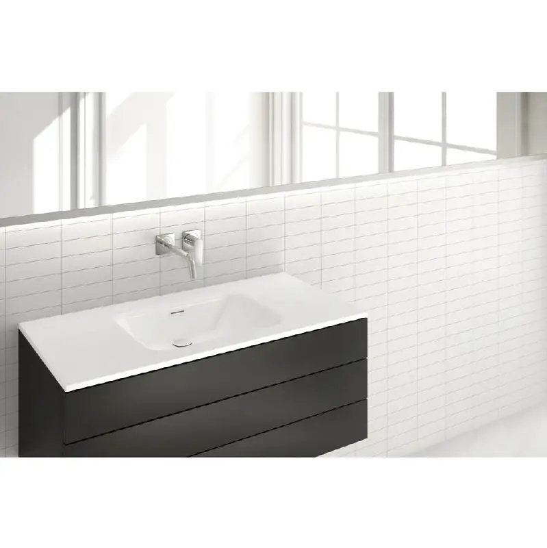 Lav - Element - 39 X 20 X 5/8 - Trough - Bn O/F - 3 Holes 8" C/C - White Matte