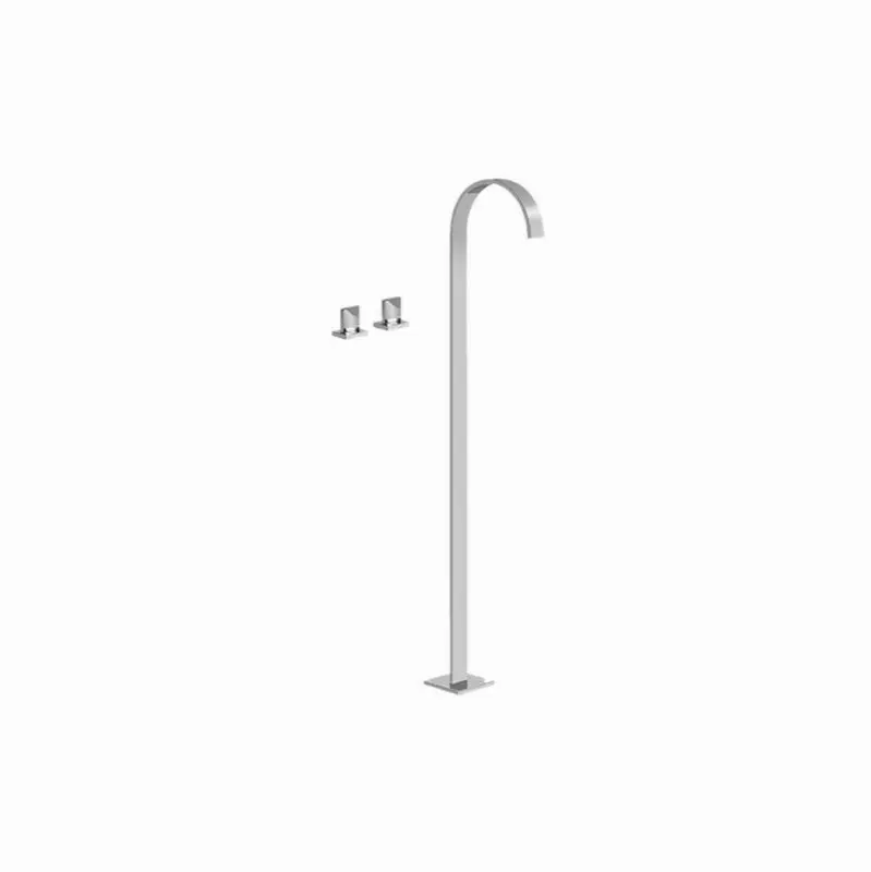 Sade Floor-Mounted Tub Filler w/Deck-Mounted Handles