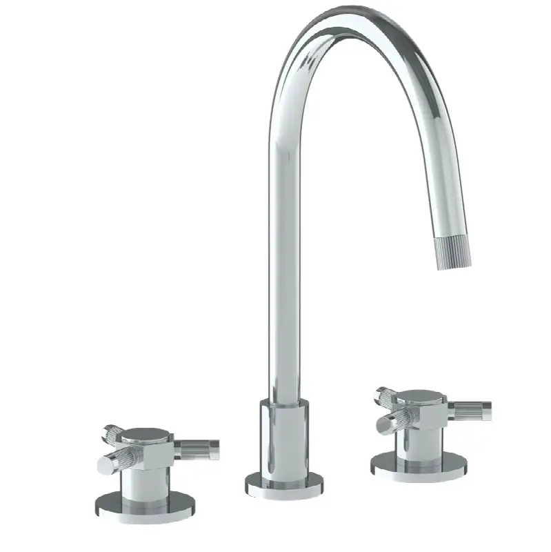 Deck Mounted 3 Hole Gooseneck Kitchen Faucet