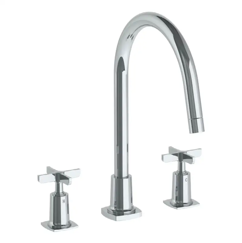 Deck Mounted 3 Hole Gooseneck Kitchen Set