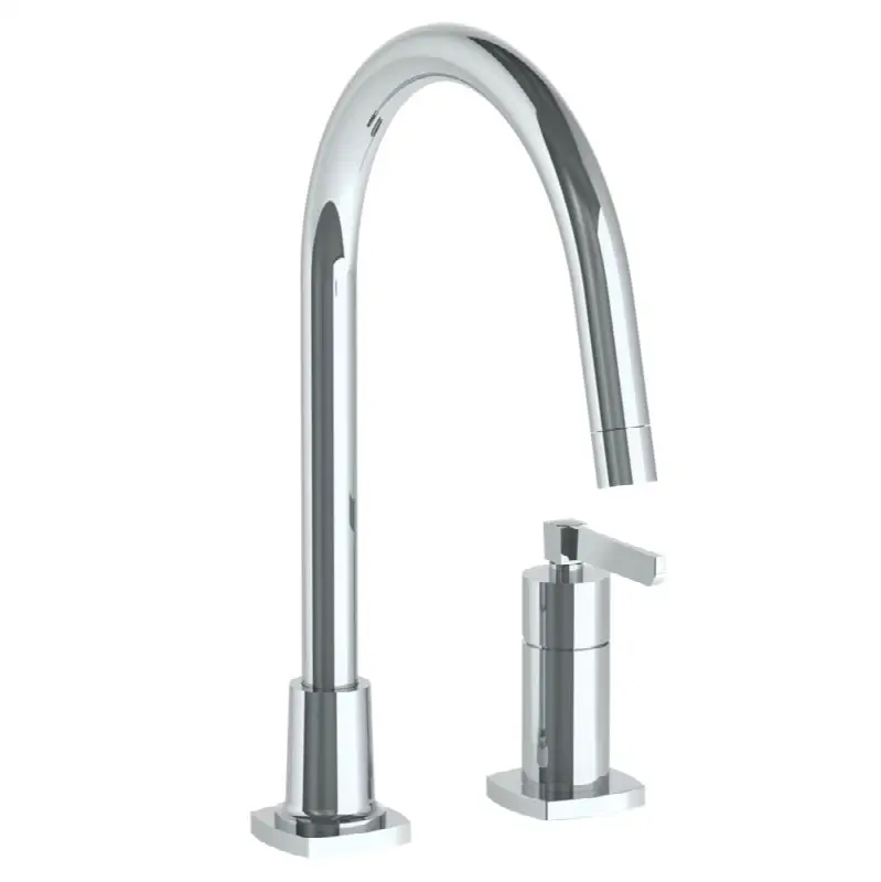 Deck Mounted 2 Hole Gooseneck Kitchen Faucet
