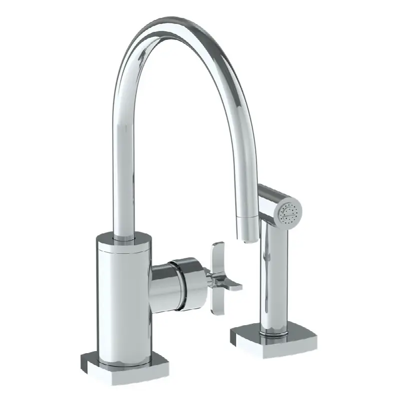 Deck Mounted 2 Hole Kitchen Set - Includes Side Spray. Mixing Valve