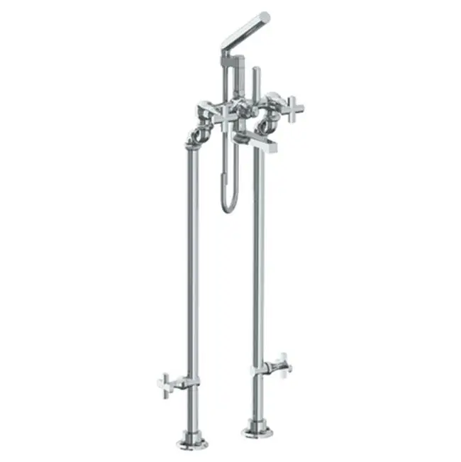 Floor Standing Bath Set with Hand Shower and Shut-Off Valves