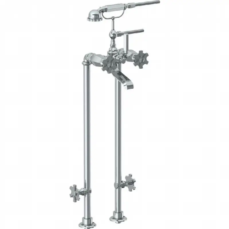Floor Standing Bath Set with Hand Shower and Shut-Off Valves