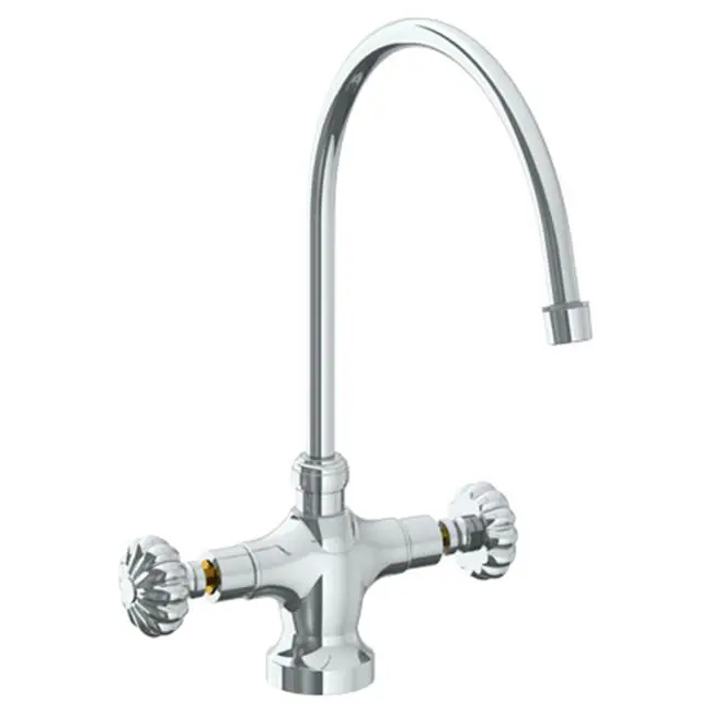 Deck Mounted 1 Hole Kitchen Faucet with 9 3/4" spout