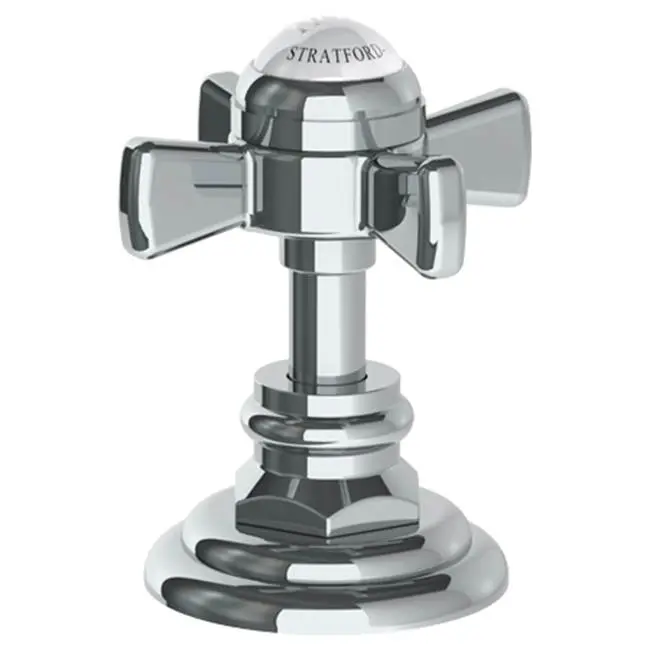 Trim For Deck Mounted Valve. Porcelain cross and lever buttons engraved "HOT