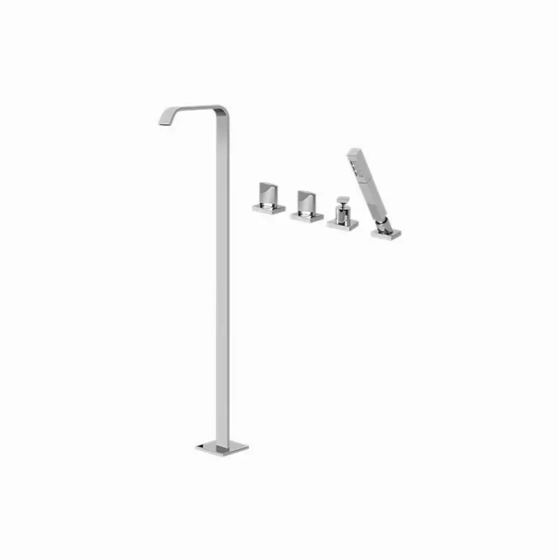 Targa Floor-Mounted Tub Filler w/Deck-Mounted Handshower & Diverter