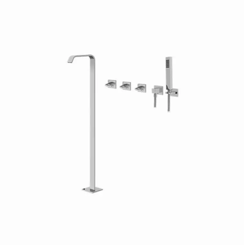 Targa Floor-Mounted Tub Filler w/Wall-Mounted Handshower & Diverter