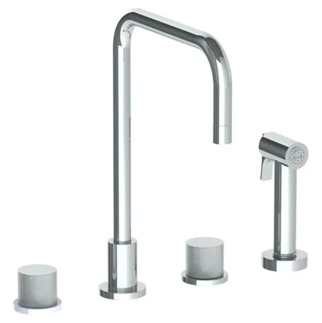 Deck Mounted 4 Hole Square Top Kitchen Set - Includes Side Spray