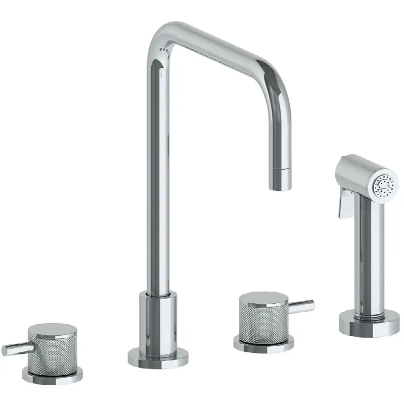Deck Mounted 4 Hole Square Top Kitchen Set - Includes Side Spray