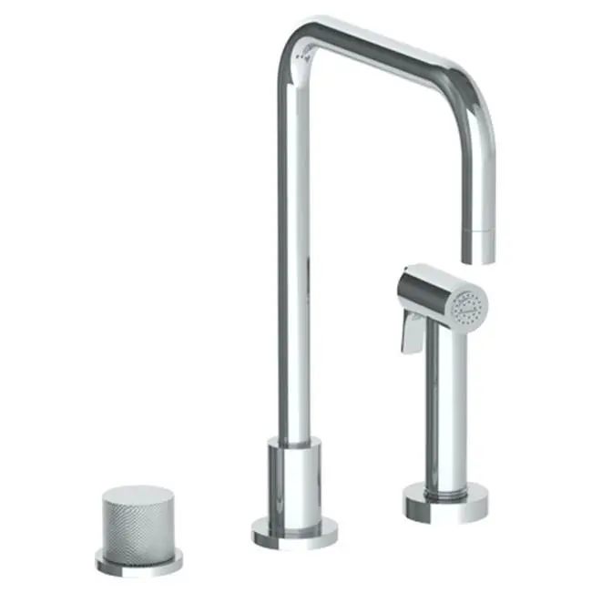Deck Mounted 3 Hole Square Top Kitchen Set - Includes Side Spray
