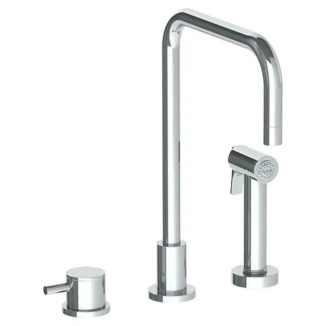 Deck Mounted 3 Hole Square Top Kitchen Set - Includes Side Spray