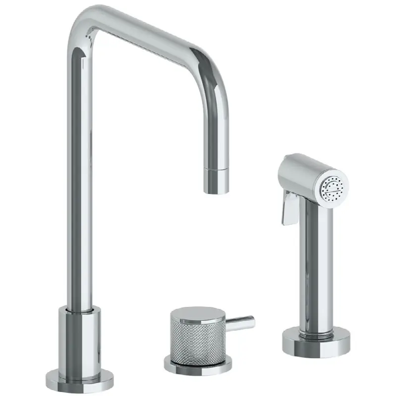 Deck Mounted 3 Hole Square Top Kitchen Set - Includes Side Spray