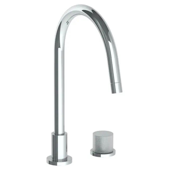 Deck Mounted 2 Hole Gooseneck Kitchen Faucet