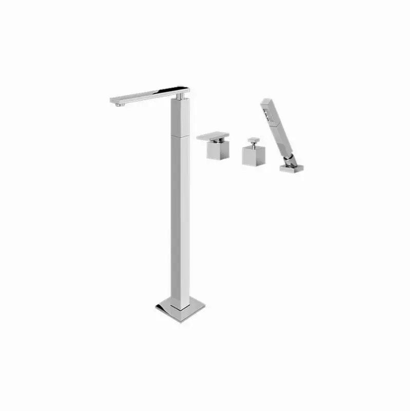 Solar Floor-Mounted Tub Filler w/Deck Mounted Handshower & Diverter