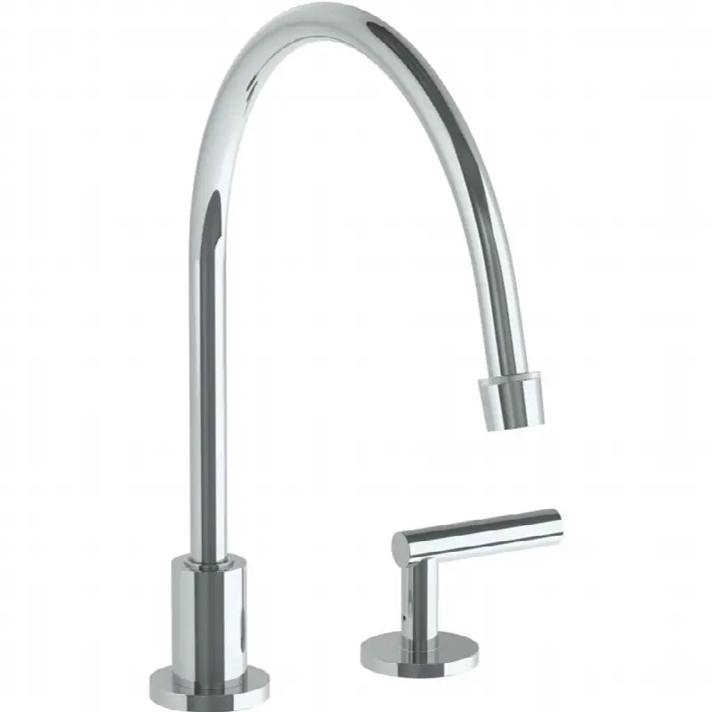 Deck Mounted 2 Hole Extended Gooseneck Kitchen Faucet