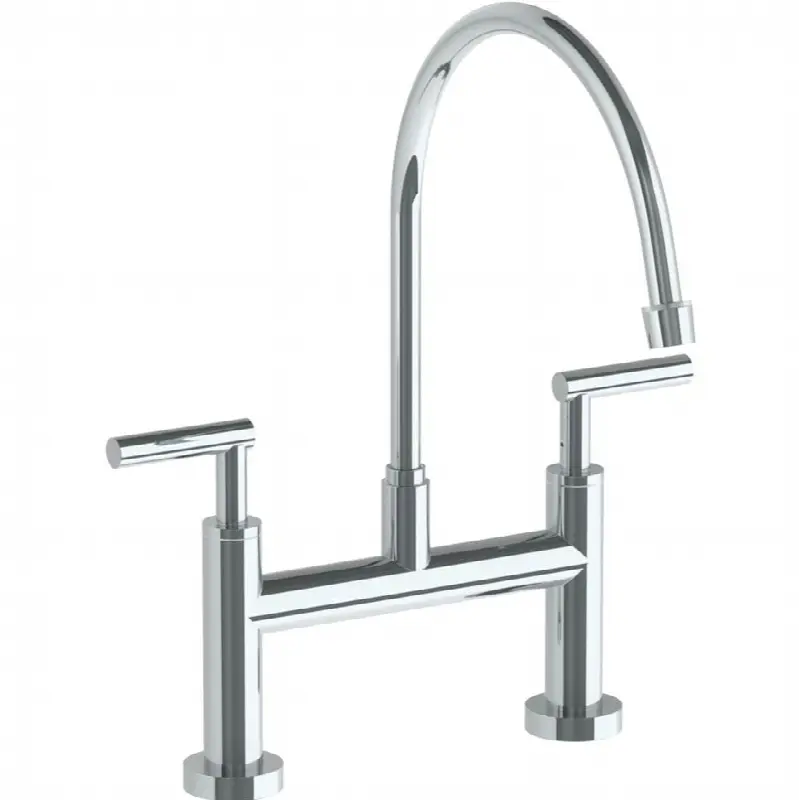 Deck Mounted Bridge Extended Gooseneck Kitchen Faucet