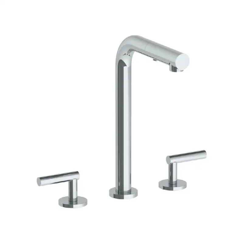 Deck Mounted 3 Hole Square Top Prep Faucet with Pull Out Spray