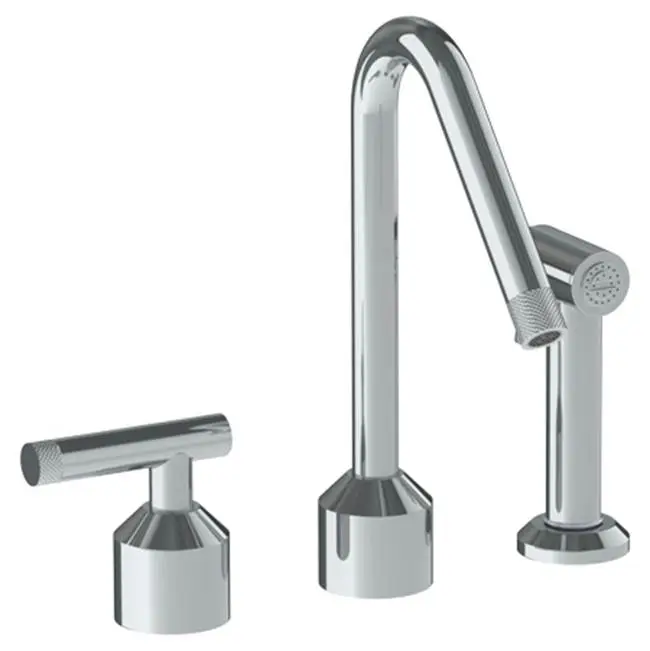 Deck Mounted 3 Hole Kitchen Set With Angled Spout- Includes Side Spray