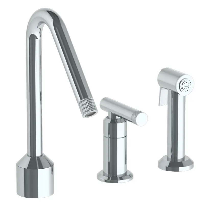 Deck Mounted 3 Hole Kitchen Set With Angled Spout- Includes Side Spray