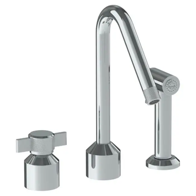 Deck Mounted 3 Hole Kitchen Set With Angled Spout- Includes Side Spray