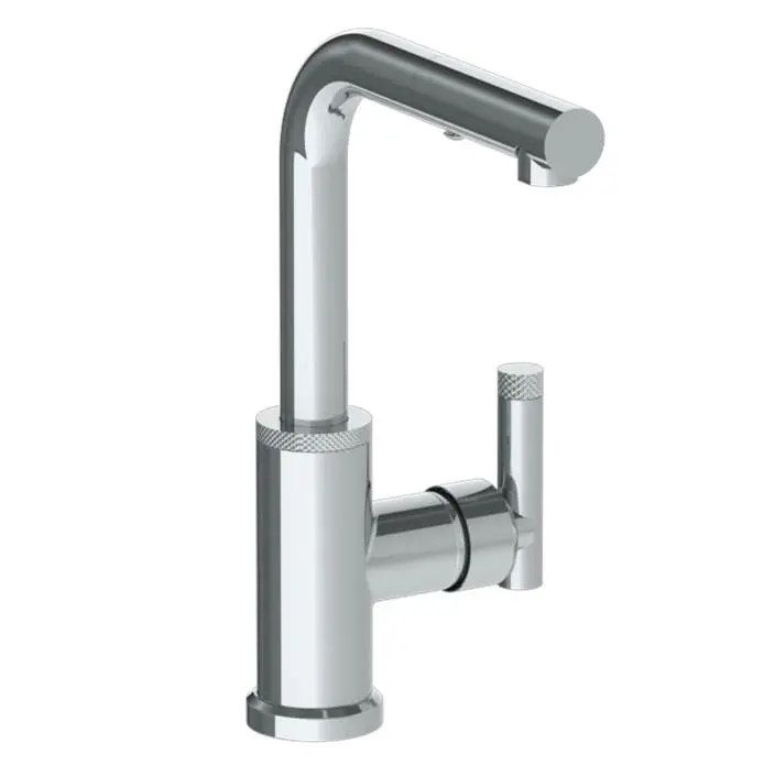 Deck Mounted 1 Hole Square Top Prep Faucet with Pull Out Spray