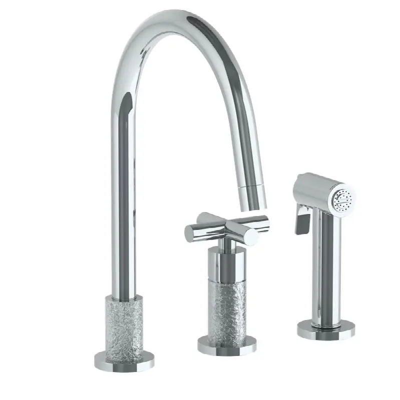 Deck Mounted 3 Hole Kitchen Set - Includes Side Spray