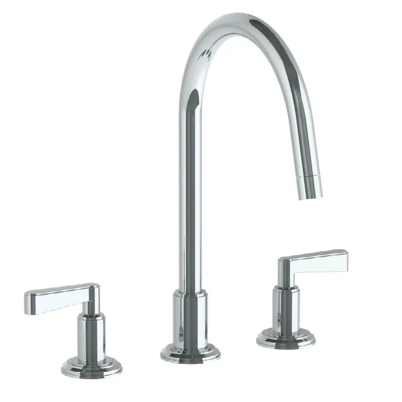 Deck Mounted 3 Hole Gooseneck Kitchen Set