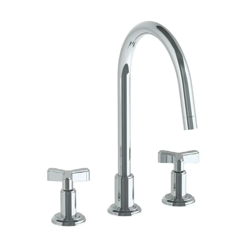 Deck Mounted 3 Hole Gooseneck Kitchen Set
