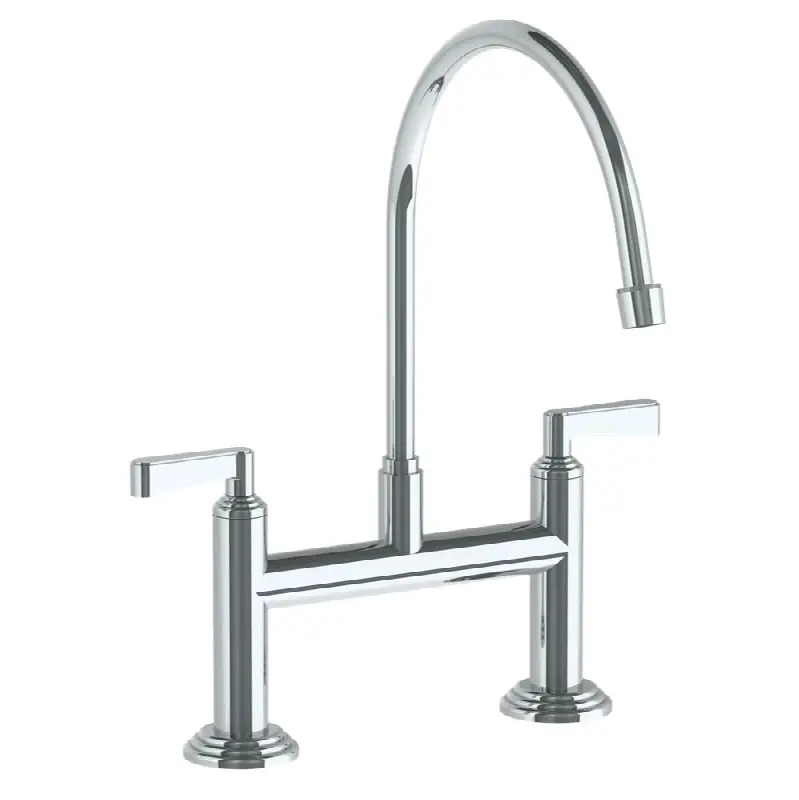 Deck Mounted Bridge Kitchen Faucet with Extended Spout