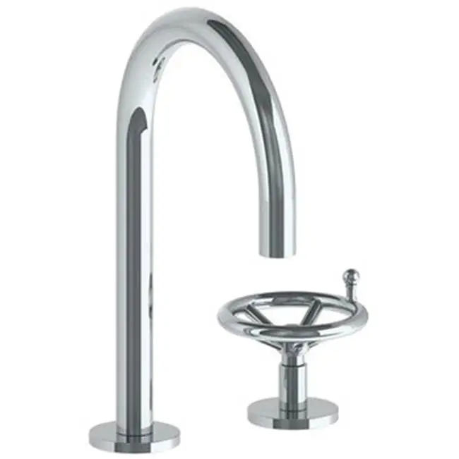 Deck Mounted 2 Hole Gooseneck Spout Lavatory Set