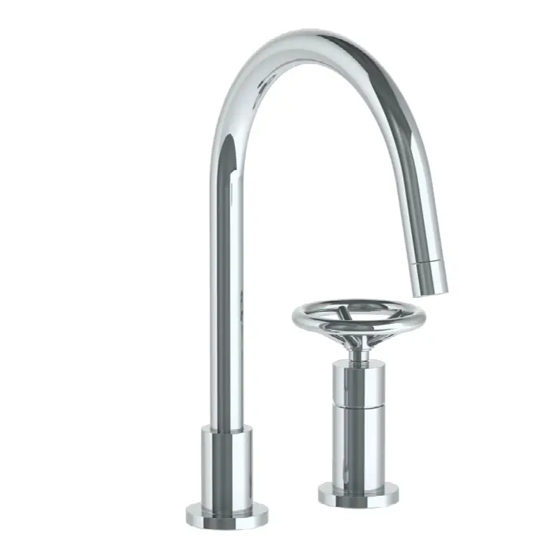 Deck Mounted 2 Hole Gooseneck Kitchen Faucet