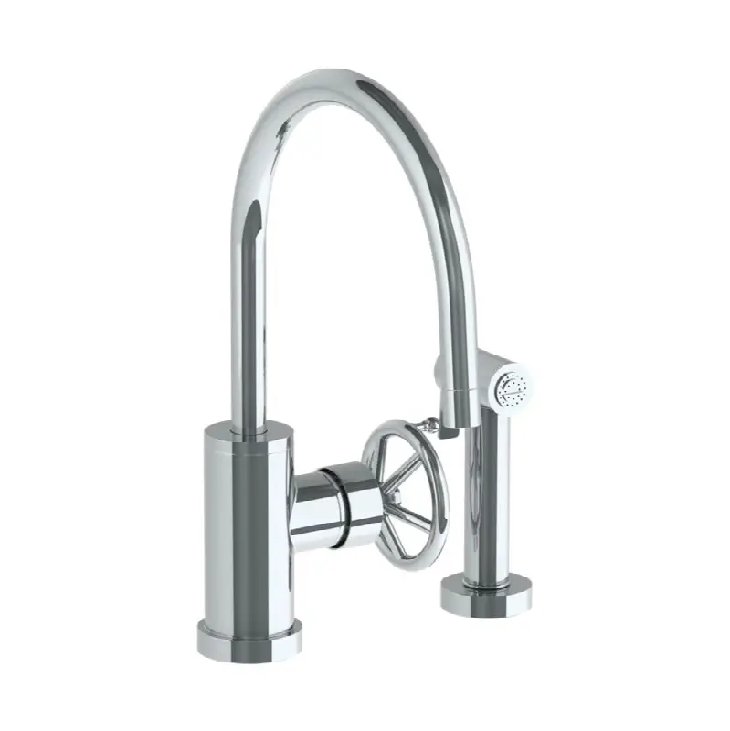 Deck Mounted 2 Hole Gooseneck Kitchen Set - Includes Side Spray