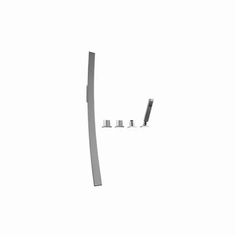 Luna Wall-Mounted Tub Filler w/Deck-Mounted Handles/Handshower Set