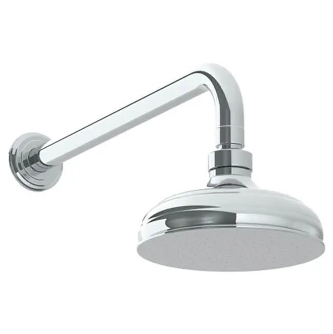 Wall Mounted Showerhead, 6" dia with 14" Arm and Flange