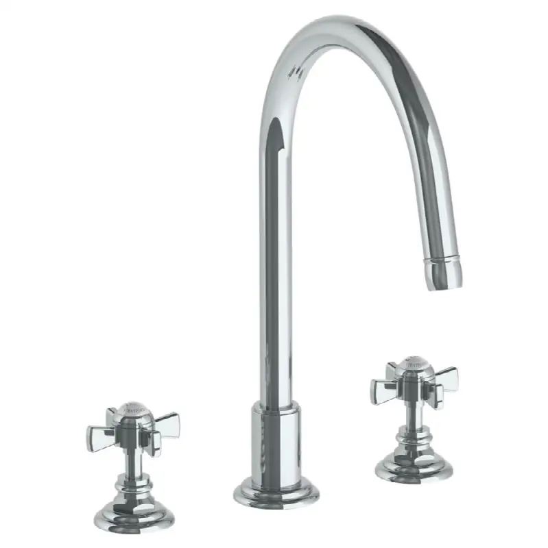 Deck Mounted 3 Hole Gooseneck Kitchen Set