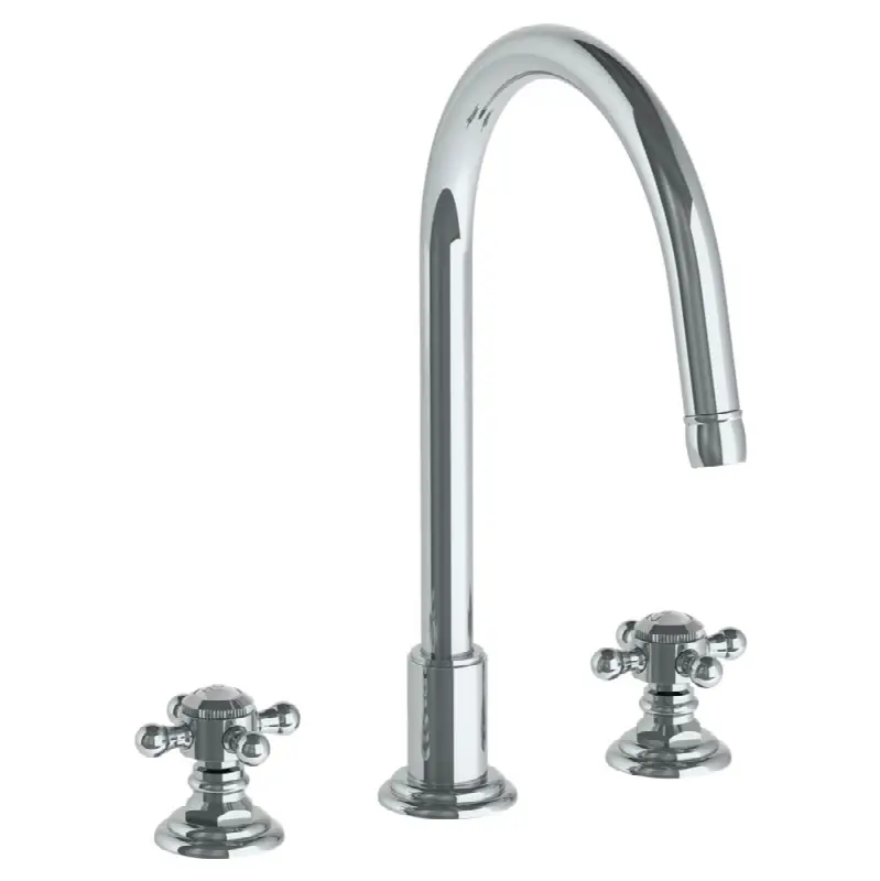Deck Mounted 3 Hole Gooseneck Kitchen Set