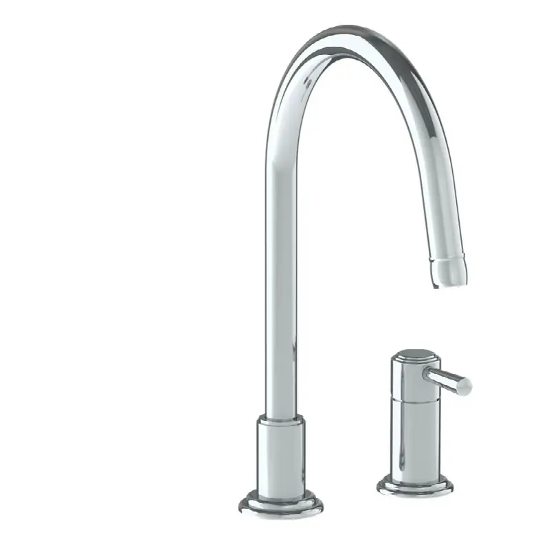 Deck Mounted 2 Hole Gooseneck Kitchen Faucet