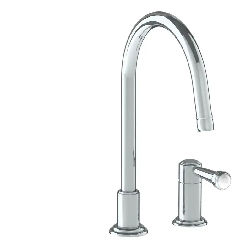 Deck Mounted 2 Hole Gooseneck Kitchen Faucet