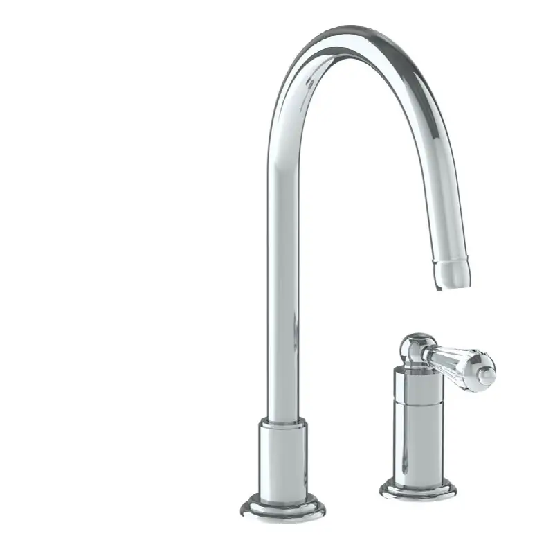 Deck Mounted 2 Hole Gooseneck Kitchen Faucet