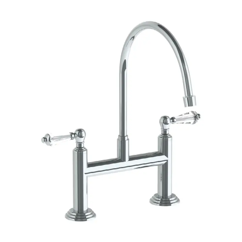 Deck Mounted Bridge Extended Gooseneck Kitchen Faucet
