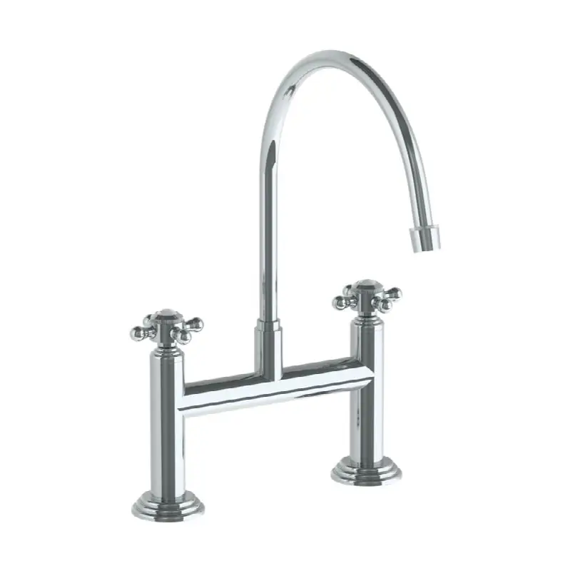 Deck Mounted Bridge Extended Gooseneck Kitchen Faucet