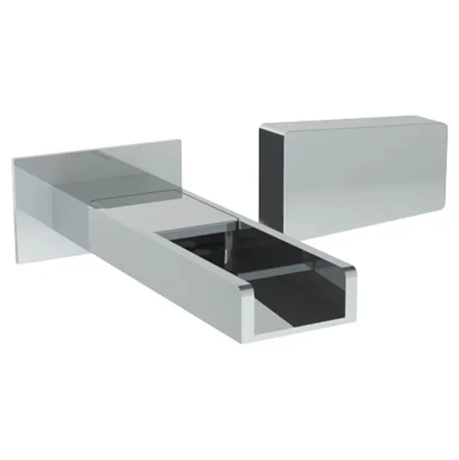 Wall Mounted 2 Hole Waterfall Lavatory Set with 7 1/8" OA Spout