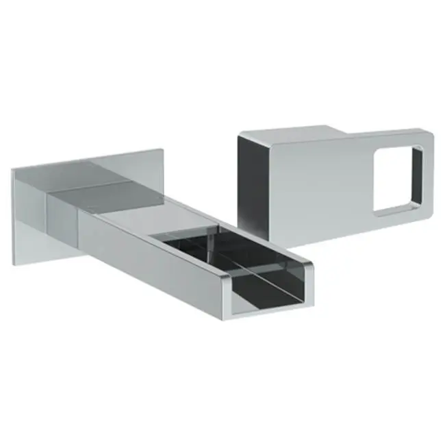 Wall Mounted 2 Hole Waterfall Lavatory Set with 7 1/8" OA Spout