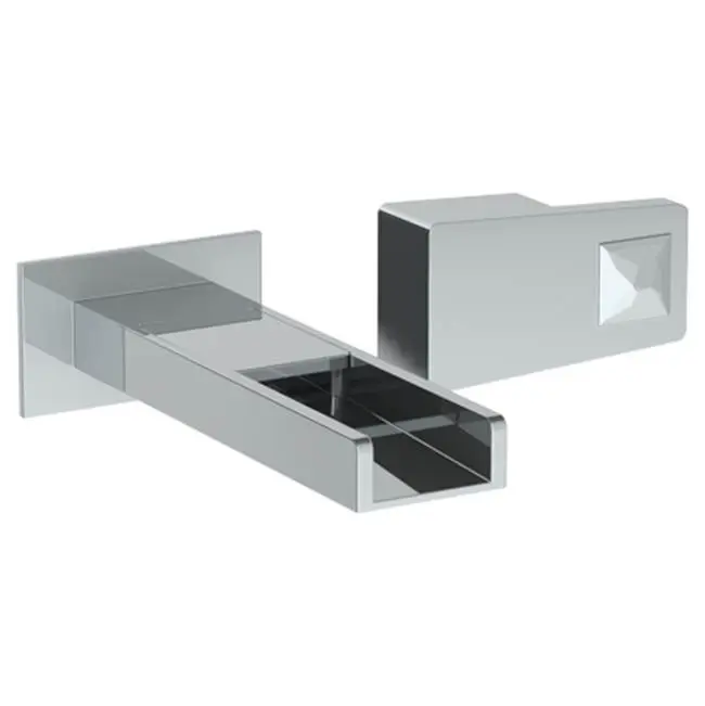 Wall Mounted 2 Hole Waterfall Lavatory Set with 7 1/8" OA Spout
