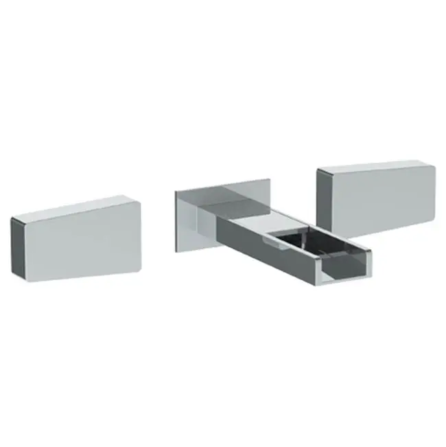 Wall Mounted 3 Hole Waterfall Lavatory Set with 7 1/8" OA Spout