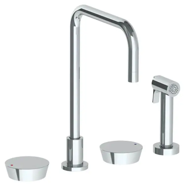 Deck Mounted 4 Hole Square Top Kitchen Set - Includes Side Spray