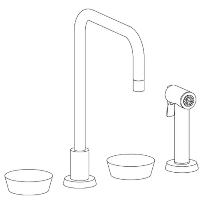 Deck Mounted 4 Hole Square Top Kitchen Set - Includes Side Spray