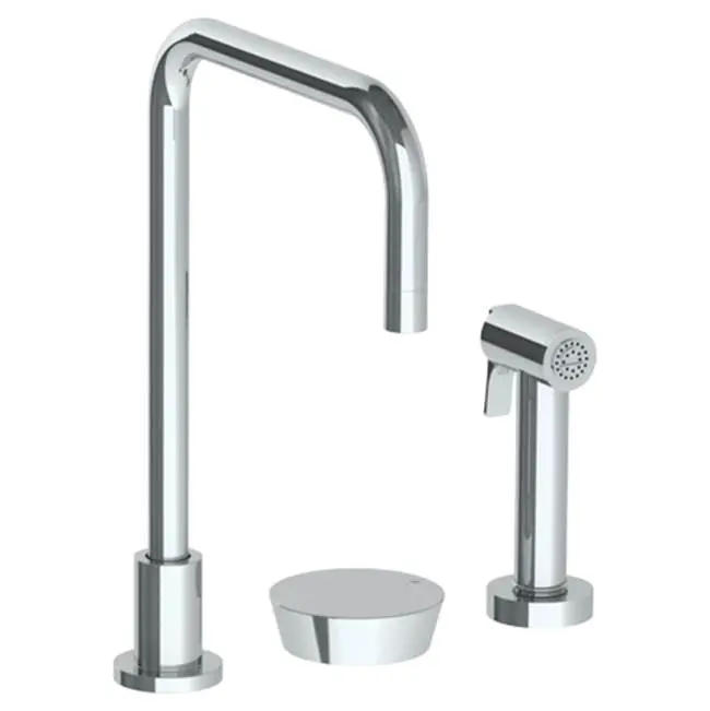 Deck Mounted 3 Hole Square Top Kitchen Set - Includes Side Spray